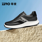 零度男鞋2025新款男士运动休闲鞋日常百搭拼接条纹轻便软底潮流百搭 黑色 40