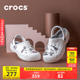 CROCS卡骆驰秋冬新品暖棉洞洞鞋男女秋冬款贝雅暖棉拖鞋|205969 白/浅灰-11H(建议买大一码) 37 /38(230mm)