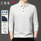 红蜻蜓（RED DRAGONFLY）长袖T恤男商务休闲时尚简约舒适百搭套头POLO衫打底衫上衣白色2XL