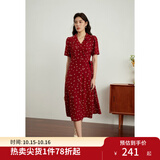 独束大码女装法式小翻领连衣裙女夏季新款遮肉显瘦雪纺裙子 红色-长款 3XL （尺码：5）