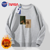 NASA GISS卫衣男加绒保暖圆领长袖T恤男宽松打底衫 灰色【小鹿】 XL
