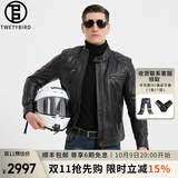 twetybird翠迪鸟真皮机车骑行服男士头层牛皮真皮夹克男春秋皮外套可加护具 黑色 【精选头层牛皮】 XL（适合135-150斤）