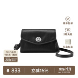 裘真信封包女链条斜挎单肩包休闲复古小包植鞣头层牛皮包包 黑色-中号