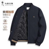 与狼共舞【立体挺括】时尚棒球服百搭外套男士休闲夹克 101藏青 XL(180)