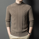 恒源祥 羊毛衫男士冬季圆领纯羊毛男士毛衣男韩版商务休闲保暖针织衫男  19658灰咖 XL