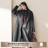 伊芙丽【镇店爆款】伊芙丽高智驼绒真丝气质高级双面羊毛大衣女冬季外套 暗灰 S 90-115斤