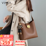 viney牛皮包包女包品牌水桶包轻奢单肩斜挎包生日礼物高级感送女友老婆