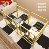 憨憨宠狗围栏宠物狗狗围栏室内狗栅栏折叠拆卸狗笼子小中大型犬猫咪护栏 黄色 160*80*80CM*6片 卡扣围栏