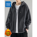 真维斯（JEANSWEST）秋冬季开衫连帽卫衣男士冬季外套休闲百搭宽松加绒加厚夹克打底衫 深灰色 【常规】 XL 【建议160-185斤】