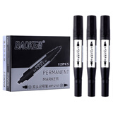 宝克（BAOKE）MP210 油性粗细双头记号笔物流笔 黑色 12支/盒