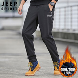 JEEP SPIRIT吉普休闲裤男直筒冲锋裤男士运动服秋冬季商务中青年春季健身服装 9933黑色（常规款） XL (130斤-140斤)