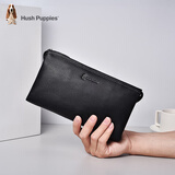 暇步士（Hush Puppies）手拿包男真皮手抓包头层牛皮手包男士夹包大容量钱包信封包手拿包 黑色纯色