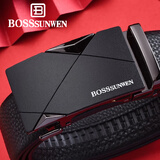 BOSSSUNWEN博斯绅威皮带男士真皮腰带自动扣奢侈品牌时尚西装牛仔裤带送男友 黑色 110cm -130cm默认随机（可修剪）