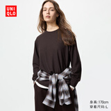 优衣库女装柔软针织摇粒绒圆领套头衫/长袖抓绒卫衣T恤新款479609 479609/39棕黑色 2XL