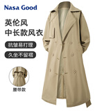 NASA GOOD中长款风衣男女同款秋季潮牌宽松青年休闲垂感百搭腰带外套 卡XL