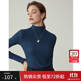 范思蓝恩范思蓝恩204303半高领打底衫女秋冬百搭修身针织上衣紧身内搭毛衣 深蓝色 S