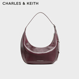CHARLES&KEITH复古柔软新月包腋下包斜挎包生日礼物CK2-40782526 Wineberry Red紫红色 中包