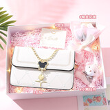 摩登密码生日礼物送女友包包女包2025新款时尚单肩斜挎包百搭小方包 2993米白【精美礼盒+玫瑰+小熊】