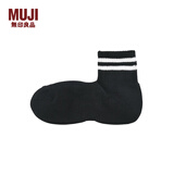 无印良品 MUJI 男式 合脚直角 足底起绒 短袜 袜子男袜DAD09A1A短筒休闲袜 黑色条纹 25-27cm