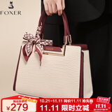 金狐狸（FOXER）牛皮女士包包女包大容量手提包单肩包斜挎包妈妈包轻奢生日礼物