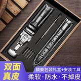 智盛手表带男真皮智盛表带适用天梭表带浪琴表带卡西欧天王dw阿玛尼飞亚达欧米茄依波路精工男女士配件 银蝴蝶扣-黑皮白线 20mm