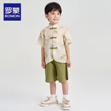 罗蒙儿童新中式汉服男童中秋演出古风唐装毕业演出服 绿色 140