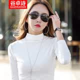 谷卓诗半高领打底衫女薄款2026春秋新款可外穿修身中领洋气内搭长袖上衣 白色 L