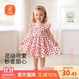 贝瑞加（Babyprints）女童连衣裙夏季女孩公主裙纯棉背心裙可爱无袖大裙摆 大红波点100