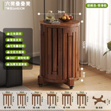 树造良品实木凳子叠叠乐可叠放带滑轮家用收纳堆叠凳客人备用凳新中式圆凳 六合一【升级款+滑轮底座】胡桃色-六凳