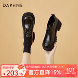 DAPHNE达芙妮小皮鞋女春秋单鞋新款粗跟中跟高跟鞋英伦风职业工作鞋子 黑色跟高5.3cm单里 37 (235mm) 标准码
