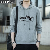 JEEP SPIRIT吉普卫衣男连帽上衣长袖男春秋季新款套头商务中青年百搭学生男装 灰色常规款 XL（130斤-145斤）
