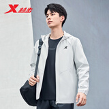 特步外套男防泼水双层风衣夹克户外运动简约百搭