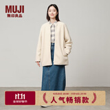 无印良品（MUJI）女式 长毛抓绒 大衣 长袖秋冬款 羊羔绒外套外衣 女装 BB2QPA4A 象牙色 XL (165/92A)