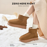 ZHR雪地靴女冬季加绒保暖短靴女高帮圆头厚底女靴 GZ08H 驼色 38