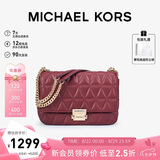 MICHAEL KORS七夕礼物送女友轻奢MK女包SLOAN链条单肩斜挎腋下包 大号 酒红色