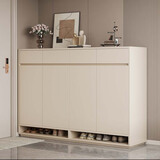 立太实木鞋柜门口入户柜收纳柜一体靠墙玄关柜家用门口楼道柜子储物柜 加抽屉5层款：140x32x124cm【实木生态板】约放33-35双