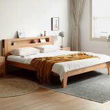 源氏木语全实木床北欧风小户型卧室家具橡木床现代简约主卧1.5m1.8m双人床 原木色高铺夜光床直靠【山毛榉】 1800mm*2000mm  框架结构