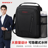 SWICKY瑞士单肩包男斜挎包男士包商务运动休闲包手提包出差韩版新品旅行 黑色升级款【82%客户的选择】