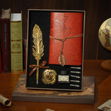 沐苼羽毛笔礼盒哈利波特风格周边蘸墨笔文具纪念品男孩女孩生日礼女物高中初中送同学老师 金属羽毛笔-皇冠纯铜9件套【升级礼盒装】