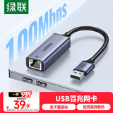 绿联USB转接网口百兆有线网卡 RJ45网线转接口转换器 适用苹果华为笔记本电脑网口转换器扩展坞 50921