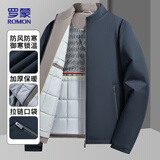 罗蒙棉服男士冬季商务羊毛棉衣立领保暖加厚棉袄外套爸爸装LH21藏青X