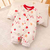 婧麒（JOYNCLEON）婴儿保暖连体衣秋冬款夹棉初生宝宝衣服0-12月冬季印花哈衣服 平安喜乐 59cm