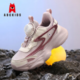 ABC KIDS女童鞋新款网面透气儿童休闲运动跑鞋3-15岁中小童旋转钮扣运动鞋 粉色 30 内长19.2cm