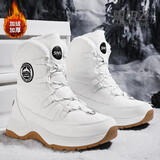 雪中飞雪地靴男女冬季加绒保暖皮毛一体东北特厚情侣靴子 白色 38