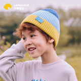 lemonkid儿童帽子秋冬男女童毛线帽保暖护耳宝宝小孩针织帽 维迪黄蓝 52 