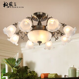 格蕴美式吊灯简约大气客厅灯欧式田园古铜餐厅卧室灯北欧复古灯具 青古铜色8头*全光谱护眼