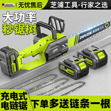 芝浦（zhipu） 充电式电锯家用电链锯大功率木工锂电锯伐木锯强劲专业级 16寸升级高速锯10节双电【三链条】