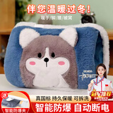 鲸清热水袋充电暖手宝暖宝宝暖手袋安全防爆热敷暖腰腹电暖宝可爱 蓝哈士奇【智能防爆 自动断电】