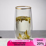 容山堂雪山绿茶杯子双层玻璃杯办公杯泡茶杯水杯家用茶杯小水杯凉杯水具 雪山绿茶杯