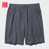 优衣库男装女装水洗针织松紧短裤/休闲中裤/起居裤/可外穿474129 474129/08深灰色 M